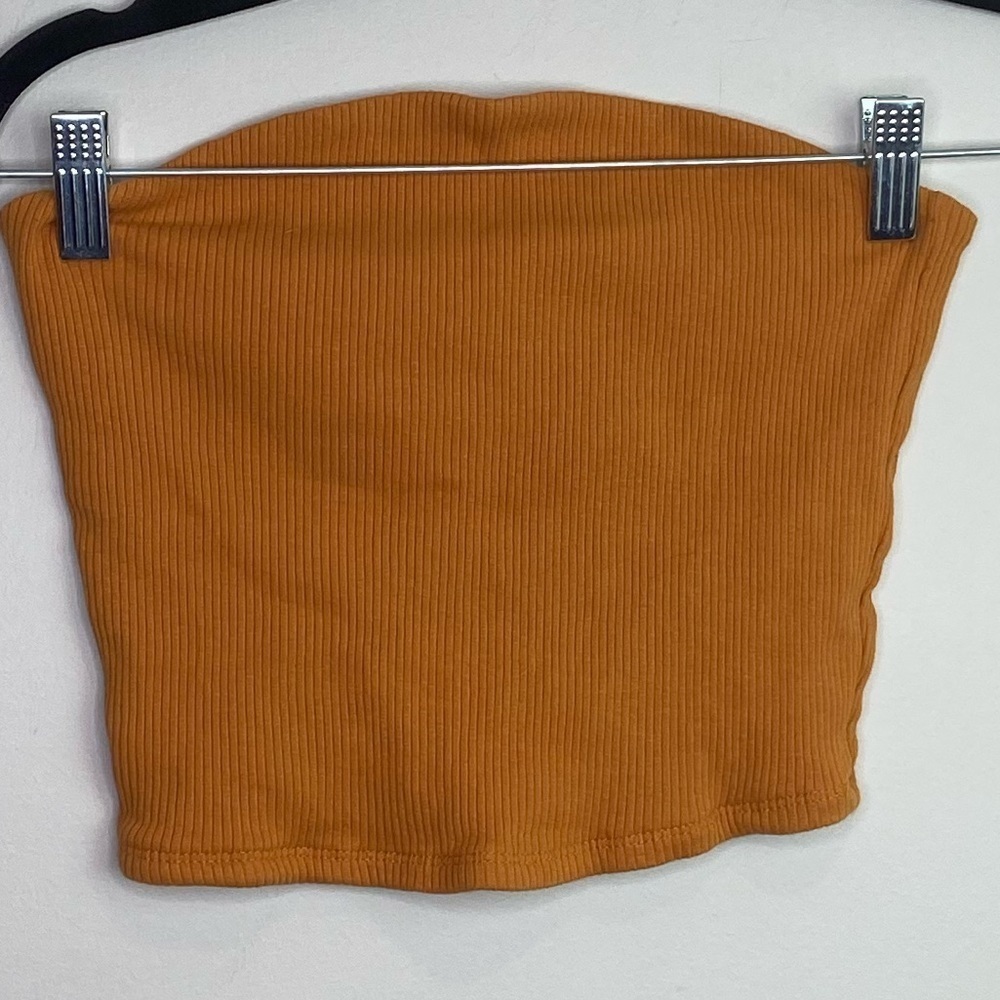 Mustard ribbed crop tube top‎ size medium